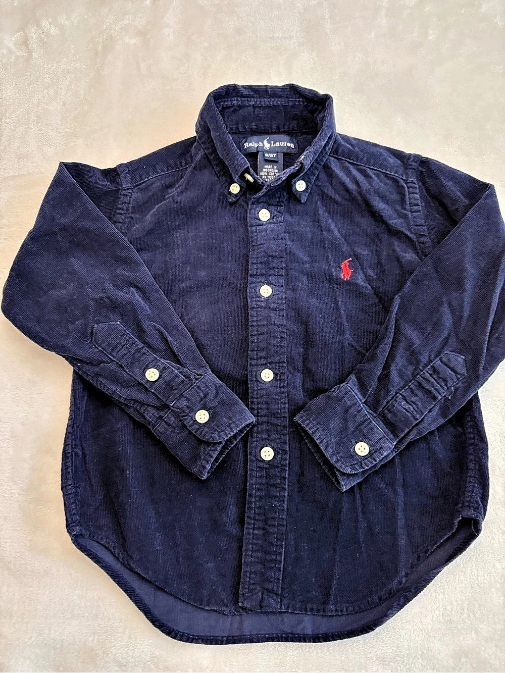 Ralph Lauren Toddler Boys Navy Corduroy Shirt (size 2T)